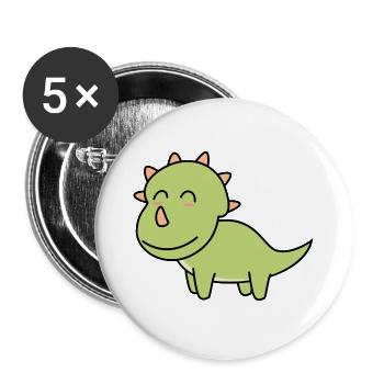 Dinosaure tricératops bande dessinée - Lot de 5 grands badges (56 mm) - blanc - Devant