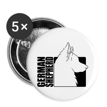 German Shepherd Dog Profil Hunde Hund Wilsigns - Buttons groß 56 mm (5er Pack) - Weiß - Vorne