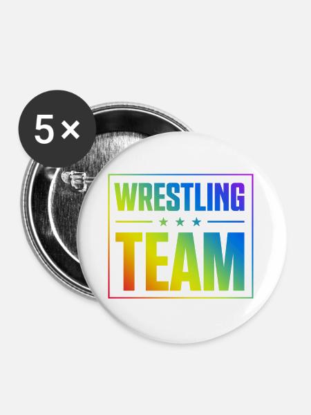 Wrestling Team - Buttons groß 56 mm (5er Pack) - Weiß