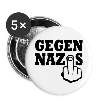 Gegen nazis Mittelfinger - Buttons groß 56 mm (5er Pack) - Weiß - Vorne