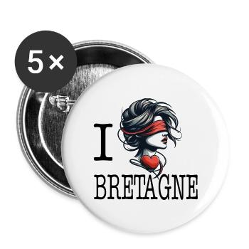 I love Bretagne bretonne amoureuse - Buttons large 2.2''/56 mm (5-pack) - white - Front