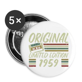 Jahrgang 1959 Retro 1959 Geburtstagsgeschenk - Buttons groß 56 mm (5er Pack) - Weiß - Vorne