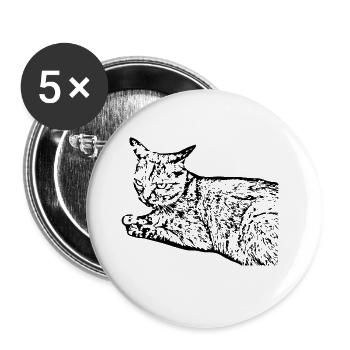 chat noir chat chaton doux cadeau de Noël - Lot de 5 grands badges (56 mm) - blanc - Devant
