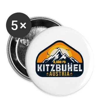 Kitzbühel Österreich Retro Sunset Ski 80er Jahre - Buttons groß 56 mm (5er Pack) - Weiß - Vorne
