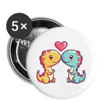Dinosaure Brontosaure Couple Amour Couple Amour Couple - Lot de 5 grands badges (56 mm) - blanc - Devant