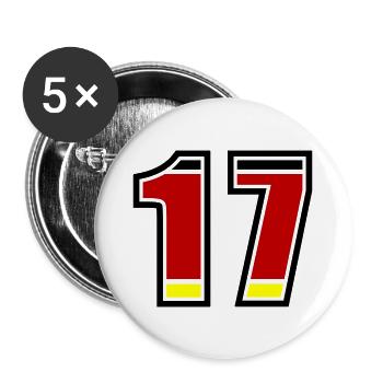 17 Nummer Deutschland Trikot - Buttons groß 56 mm (5er Pack) - Weiß - Vorne