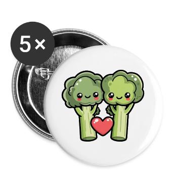 Broccoli Couple Love Heart Funny - Buttons large 2.2''/56 mm (5-pack) - white - Front