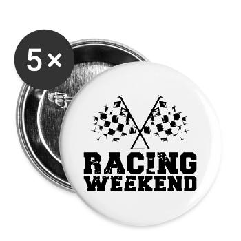 Voitures de week-end de course Drapeaux de symbole de course - Lot de 5 grands badges (56 mm) - blanc - Devant
