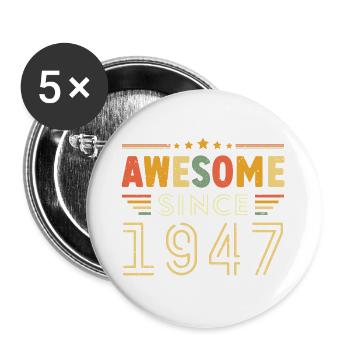 Millésime Légende 1947 Cadeau de 1947 - Né en 1947 - Lot de 5 grands badges (56 mm) - blanc - Devant