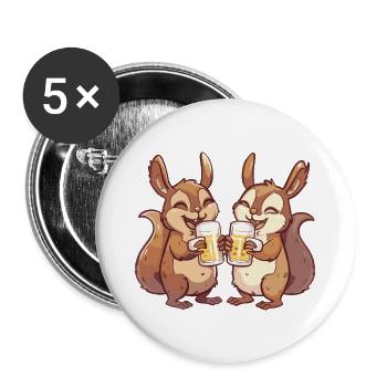 Squirrel Comic Beer Funny Booze - Buttons large 2.2''/56 mm (5-pack) - white - Front
