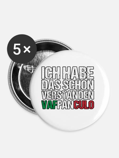 Italien Italiener Vaffanculo - Buttons groß 56 mm (5er Pack) - Weiß