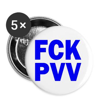 Fck pvv - Lot de 5 grands badges (56 mm) - blanc - Devant