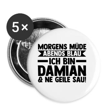 Vorname Damian - Buttons groß 56 mm (5er Pack) - Weiß - Vorne
