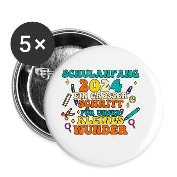Parents Schoolchild Primary School First Grade School Enrollment - Buttons large 2.2''/56 mm (5-pack) - white - Front