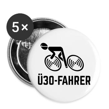 Ü30-Fahrer (Rennradfahrer / Rennrad / Fahrrad / B) - Buttons groß 56 mm (5er Pack) - Weiß - Vorne