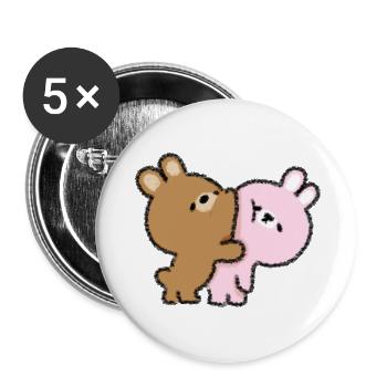 Couple de lapins - Lot de 5 grands badges (56 mm) - blanc - Devant