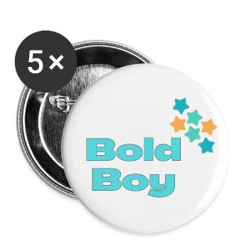 Bold Boy with Stars - Buttons large 2.2''/56 mm (5-pack) - white - Front