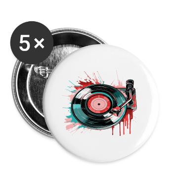 Disque Vinyle Disque LP Platine Vinyle Rétro - Lot de 5 grands badges (56 mm) - blanc - Devant