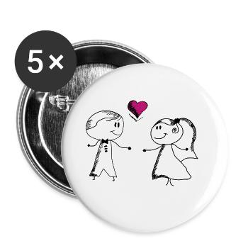 Liebevolles Geschenk für deinen Schatz - Buttons groß 56 mm (5er Pack) - Weiß - Vorne