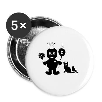 Little Grufti with his friends Silhouette Dark - Buttons large 2.2''/56 mm (5-pack) - white - Front