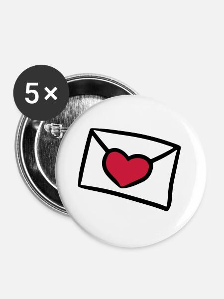 Lettre d'amour lettre d'amour lettre d'amour cadeau - Lot de 5 grands badges (56 mm) - blanc