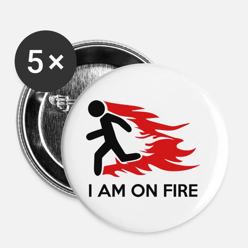 I Am On Fire - Buttons large 2.2''/56 mm (5-pack) - white