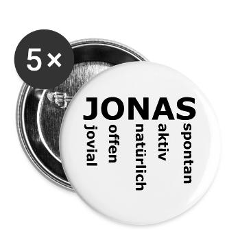 Jonas - Ein ganz spezielles Design nur für Jonas - Buttons groß 56 mm (5er Pack) - Weiß - Vorne