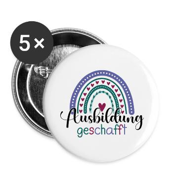 Ausbildung Geschafft Abschiedsgeschenk Ausbildung - Buttons groß 56 mm (5er Pack) - Weiß - Vorne