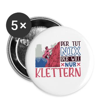 Berg Bergsteigen Kletterer Klettern - Buttons groß 56 mm (5er Pack) - Weiß - Vorne