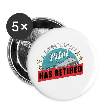 Flugzeug Pilot Fliegen Rente Aufgehört I Geschenk - Buttons groß 56 mm (5er Pack) - Weiß - Vorne