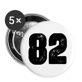 82 Zahl Trikot - Buttons groß 56 mm (5er Pack) - Weiß - Vorne