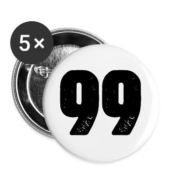 Maillot numéro 99 - Lot de 5 grands badges (56 mm) - blanc - Devant