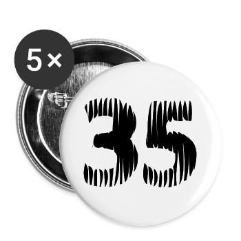 35 Zahl Trikot - Buttons groß 56 mm (5er Pack) - Weiß - Vorne