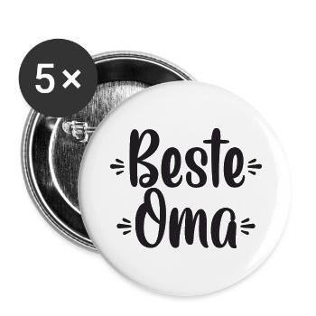 Beste Oma - Buttons groß 56 mm (5er Pack) - Weiß - Vorne