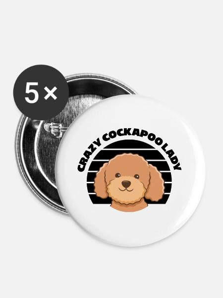 Cockapoo Hunde | Hunderasse Haustiere Geschenkidee - Buttons groß 56 mm (5er Pack) - Weiß