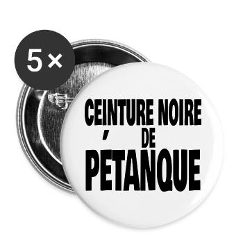 ceinture noire de pétanque - Lot de 5 grands badges (56 mm) - blanc - Devant