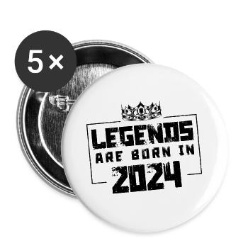 2024 legends born in - Buttons large 2.2''/56 mm (5-pack) - white - Front