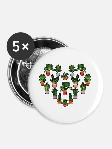 Pflanzen - Buttons groß 56 mm (5er Pack) - Weiß