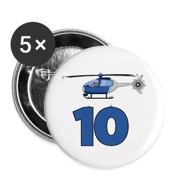 Helicopter 10th birthday - Buttons large 2.2''/56 mm (5-pack) - white - Front