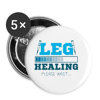 Leg Healing Please Wait - Buttons groß 56 mm (5er Pack) - Weiß - Vorne