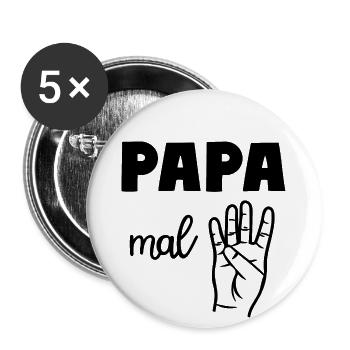 Papa mal Vier Vater - Buttons groß 56 mm (5er Pack) - Weiß - Vorne