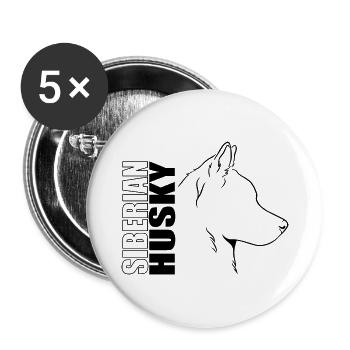 Siberian Husky Profile Dogs Dog Wilsigns - Buttons large 2.2''/56 mm (5-pack) - white - Front