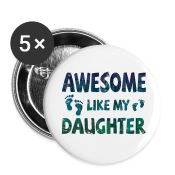 Génial comme ma fille avec des empreintes de pas - Lot de 5 grands badges (56 mm) - blanc - Devant
