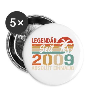 Original 2009 Jahrgang Vintage Geburtstag 2009 - Buttons groß 56 mm (5er Pack) - Weiß - Vorne
