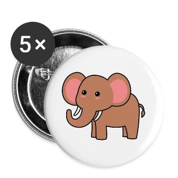 Mammoth Comic Animal - Buttons large 2.2''/56 mm (5-pack) - white - Front