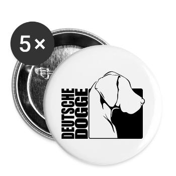 Deutsche Dogge Profil Hunde Hund Wilsigns - Buttons groß 56 mm (5er Pack) - Weiß - Vorne