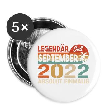 2022 September Vintage Geburtstagsgeschenk 2022 - Buttons groß 56 mm (5er Pack) - Weiß - Vorne