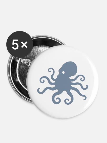 octovius logo - Buttons groß 56 mm (5er Pack) - Weiß