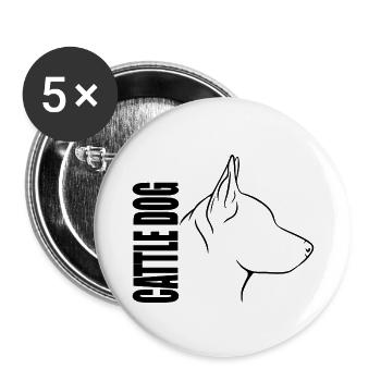 Cattle Dog Profil Hütehund Hunde Hund Wilsigns - Buttons groß 56 mm (5er Pack) - Weiß - Vorne
