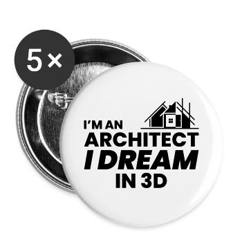 Architecte 3D Rêve Construction Architecture Drôle - Lot de 5 grands badges (56 mm) - blanc - Devant